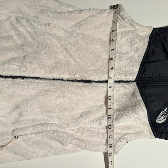 The North Face Furry Vest w/Hood Women's Small Ivory Black Full Zip Vest - Picture 5 of 6